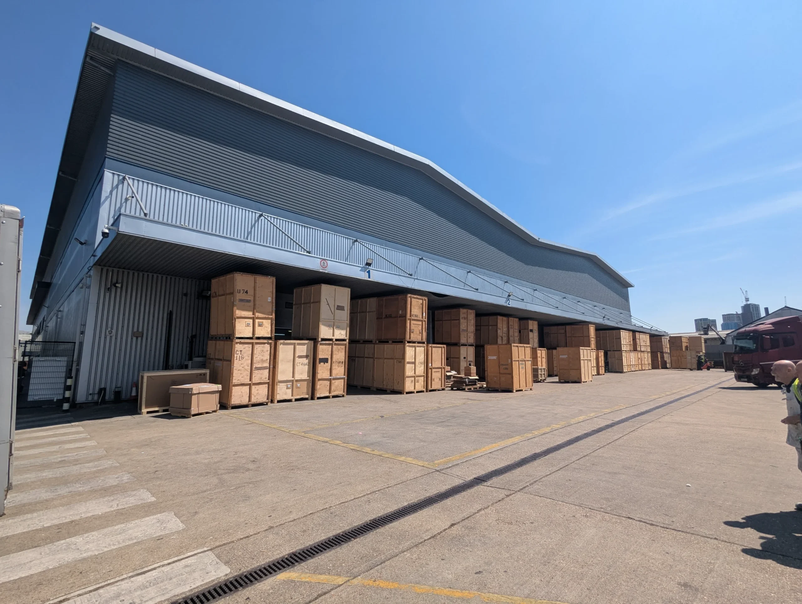Wooden storage containers at RAD warehouse, used for safe long term furniture storage in London